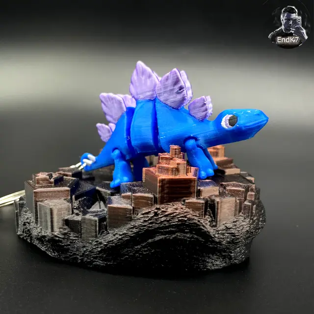 Stegosaurus Keychain - Articulated - Print in Place - Multicolor — modelo 3D