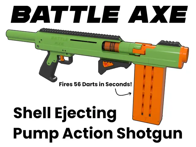 Battle Axe - Shell Ejecting Nerf Shotgun (3D Printed Nerf Blaster) — modelo 3D