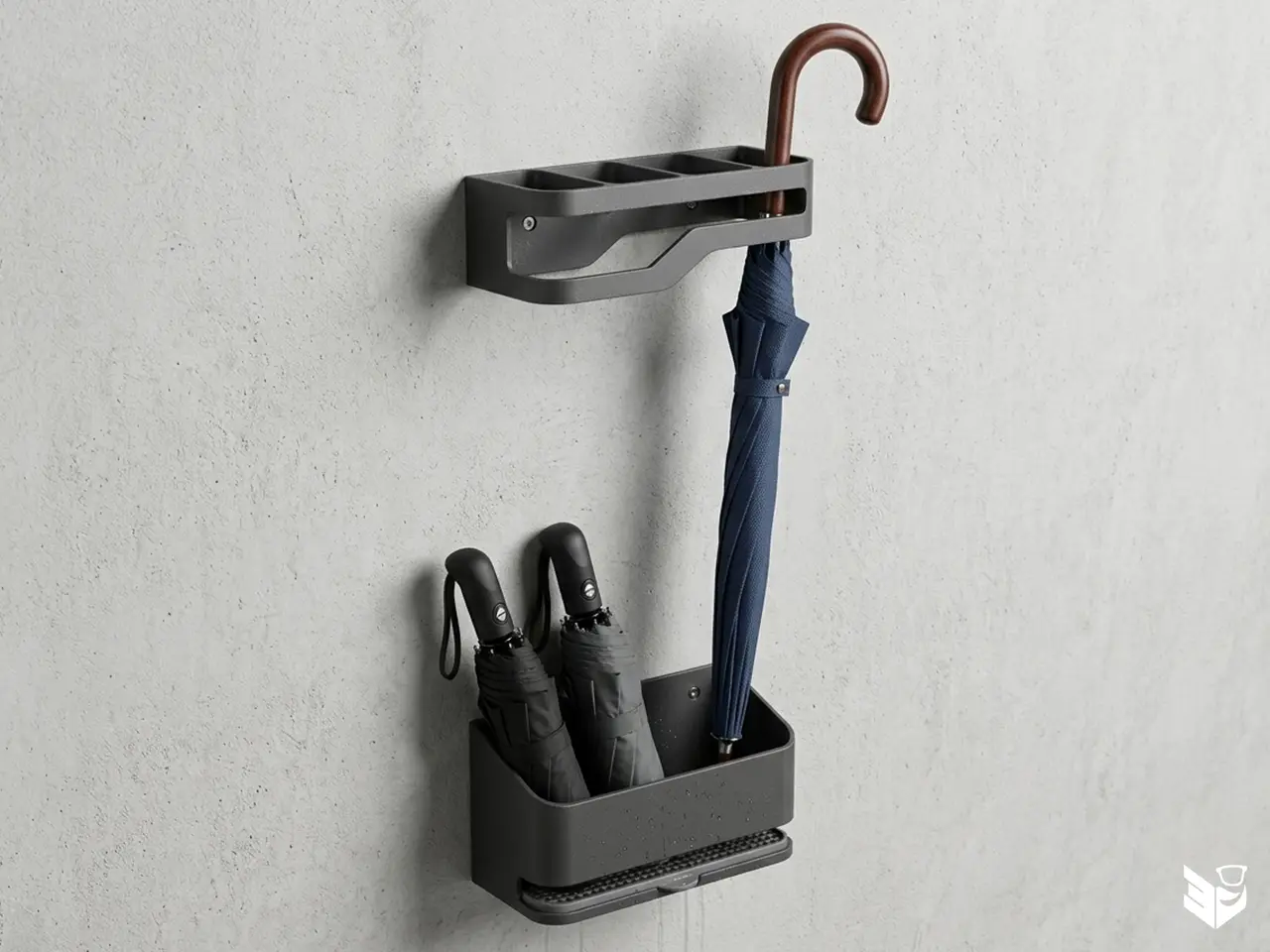 Minimal Wall-Mounted Umbrella Holder (M5 Screw Mount) — modelo 3D