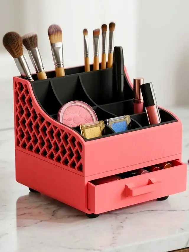 Lattice Luxe - Modular High-Detail Makeup & Desk Organizer — modelo 3D