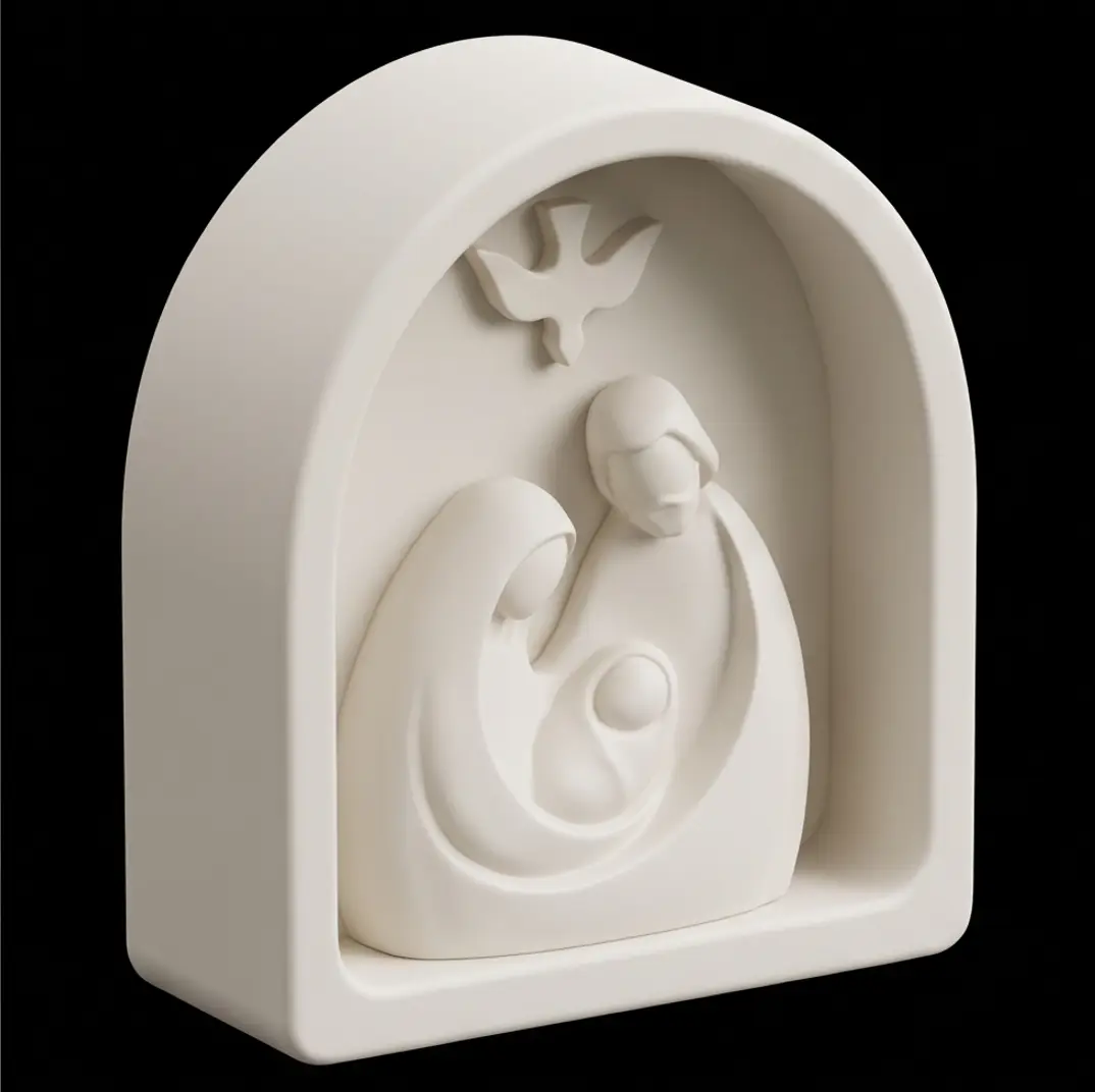 Holy Family Nativity Shrine Figurine - Minimalist Christmas Decor STL — modelo 3D