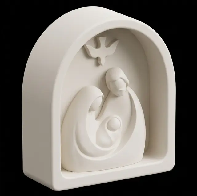 Holy Family Nativity Shrine Figurine - Minimalist Christmas Decor STL — modelo 3D