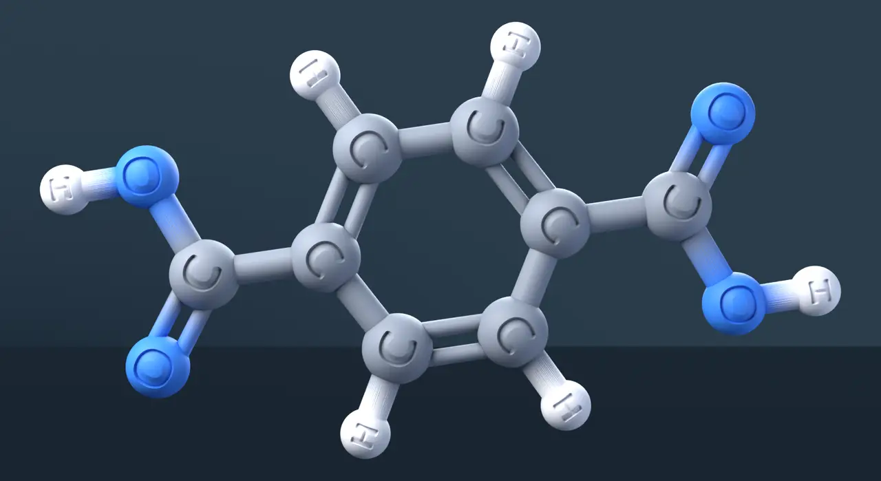 Terephthalic Acid 3D Model — CAS 100-21-0 — modelo 3D