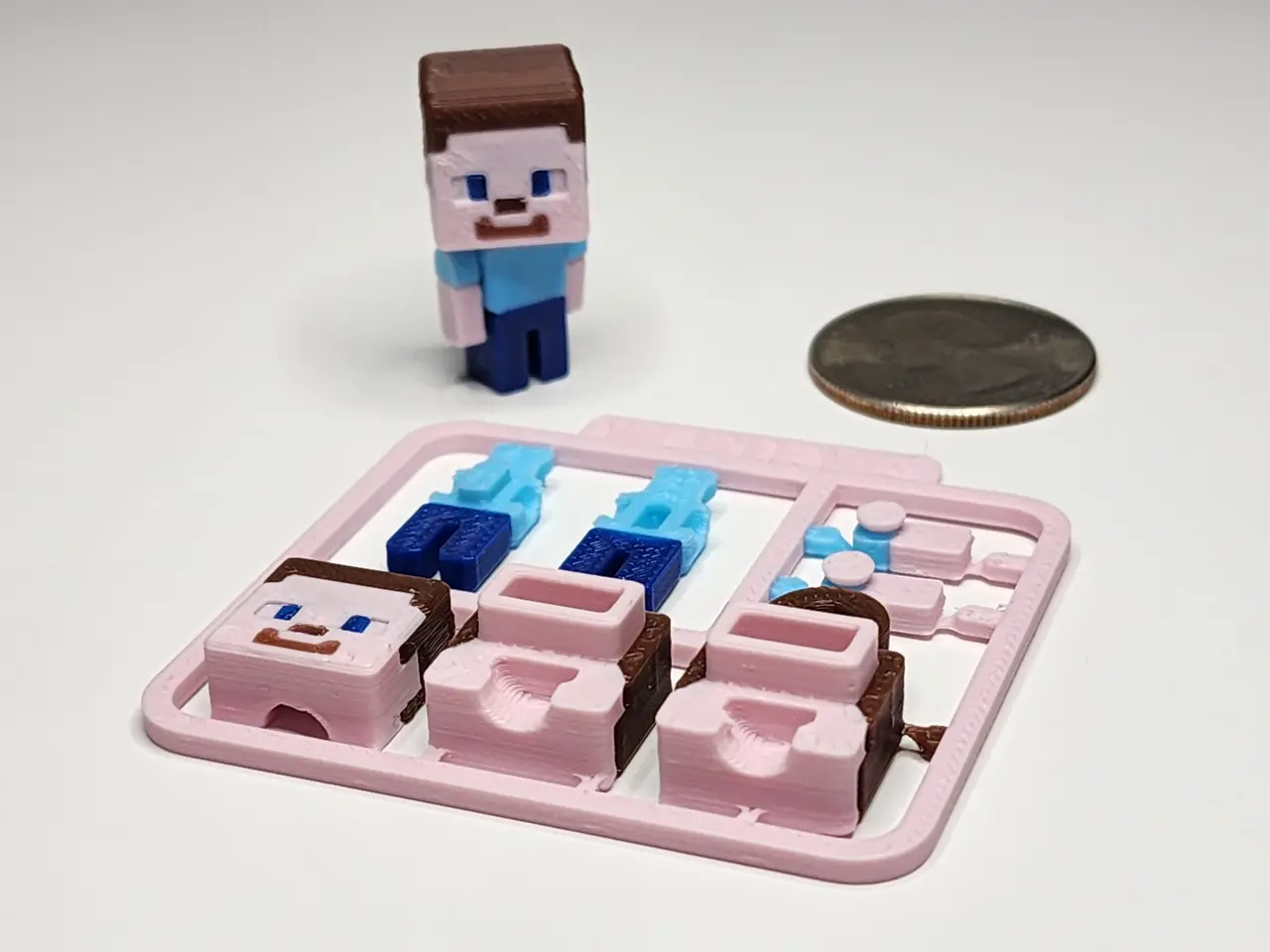 Minecraft-inspired Steve Mini Figure Kit Card/ Keychain — modelo 3D