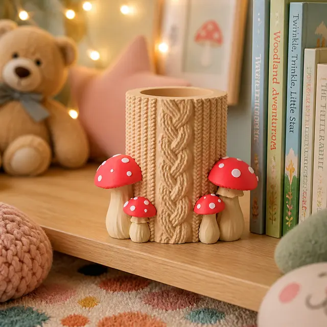 Knitted Mushroom Pen Holder – Cute Sweater Cup — modelo 3D