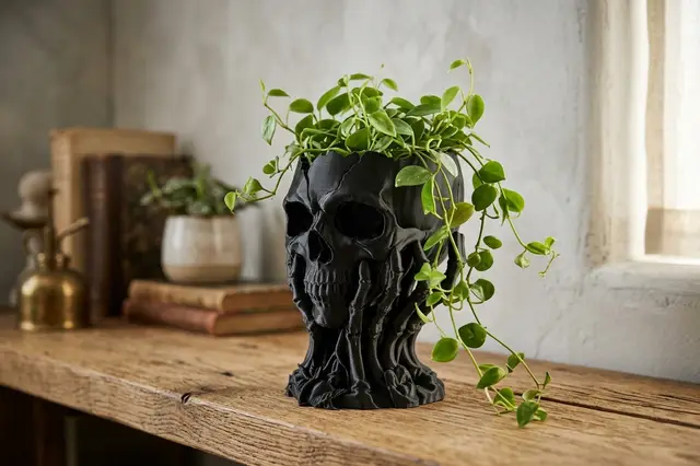 Skull Planter with Finger Bones – Gothic Flower Po — modelo 3D