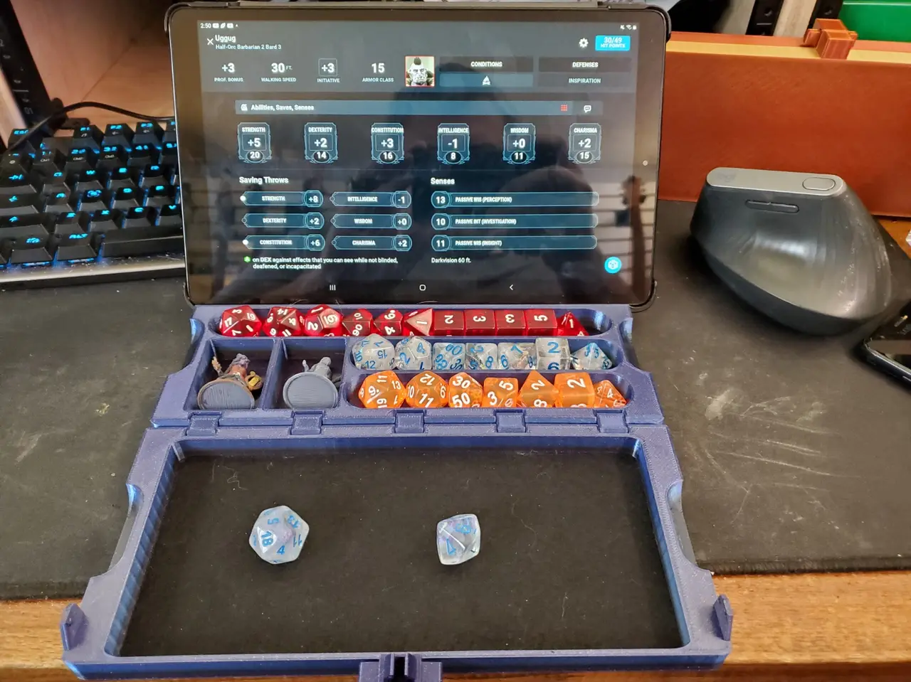DND Dice Box / Rolling Tray / phone stand (print-in-place hinges!) — modelo 3D