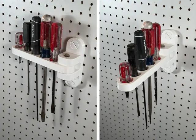 Swing-Out Screwdriver Arm for 1/4" Pegboard – No Headroom Needed — modelo 3D