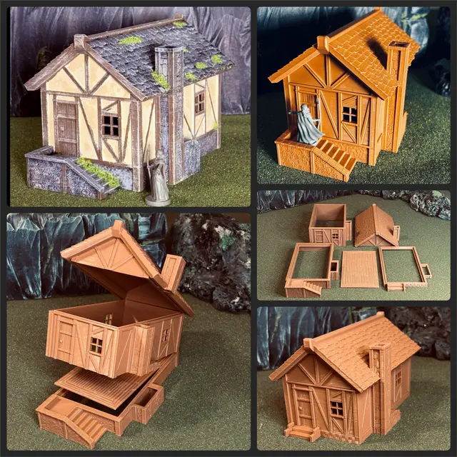 Modular Medieval RPG House FDM-Friendly D&D Terrain — modelo 3D