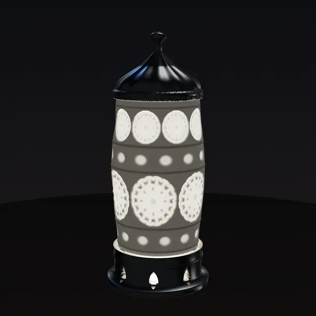 Pag Lace Lantern - Lithophane LED Lamp with Croatian Needle-Lace Rosettes, Filigree Buttons and Silver Onion Dome — modelo 3D