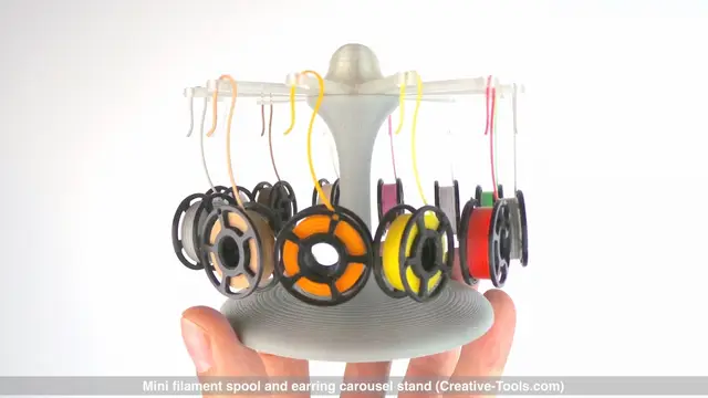 Mini filament spool and earring carousel stand — modelo 3D
