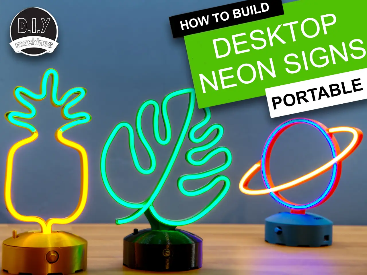 How to make Desktop Neon Signs - 3D Printable, Battery or USB powered & Dimmable! — modelo 3D