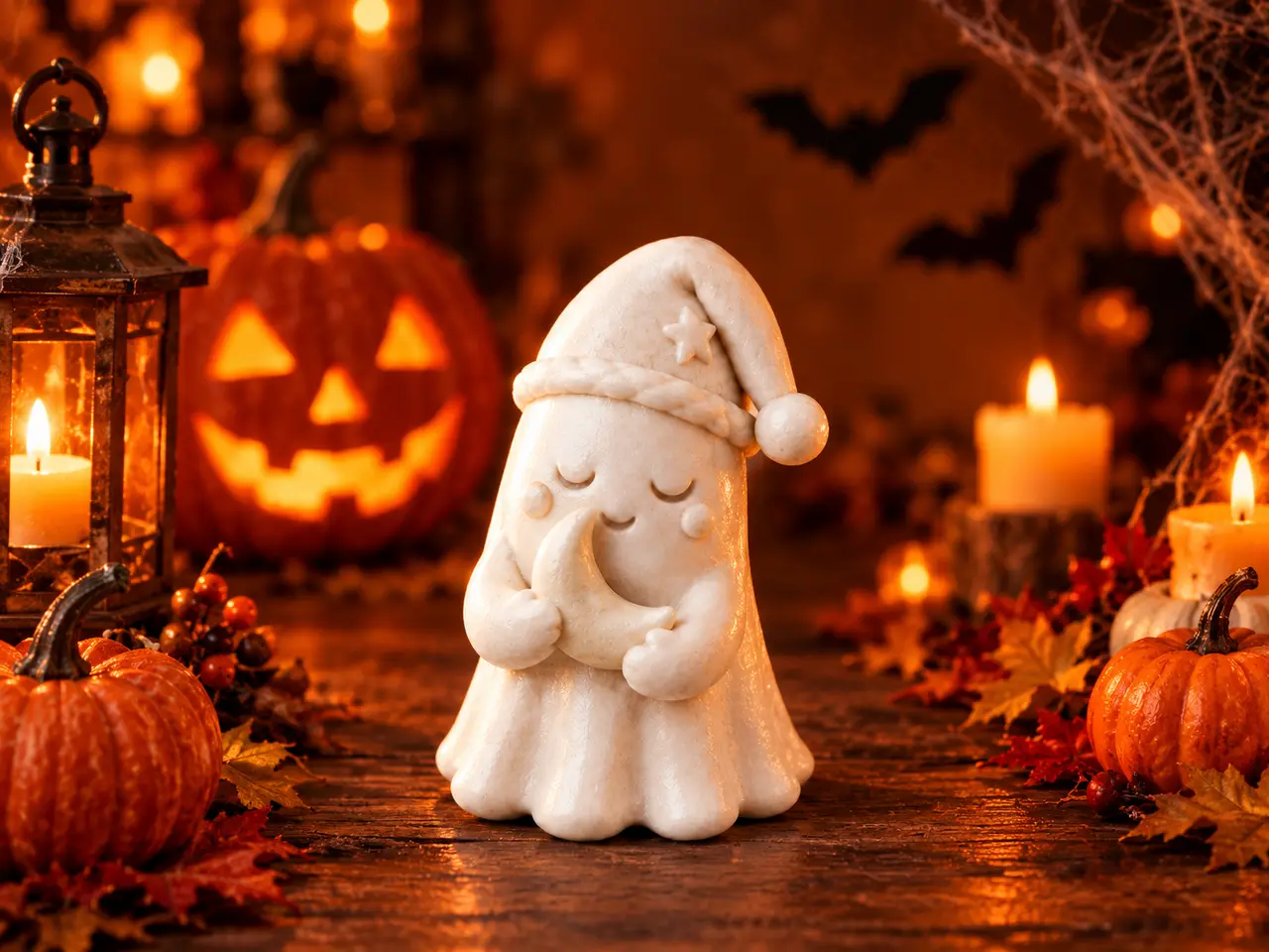 Sleeping ghost with a night hat — modelo 3D
