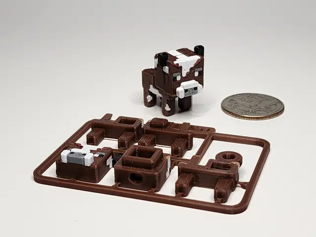 Minecraft-inspired Cow Mini Figure Kit Card/ Keychain — modelo 3D