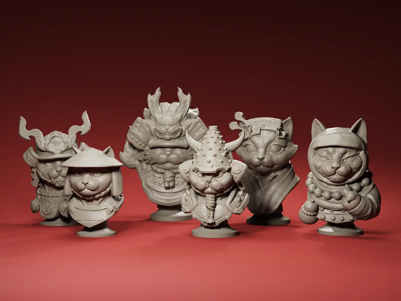 Chess Cat Samurai — modelo 3D