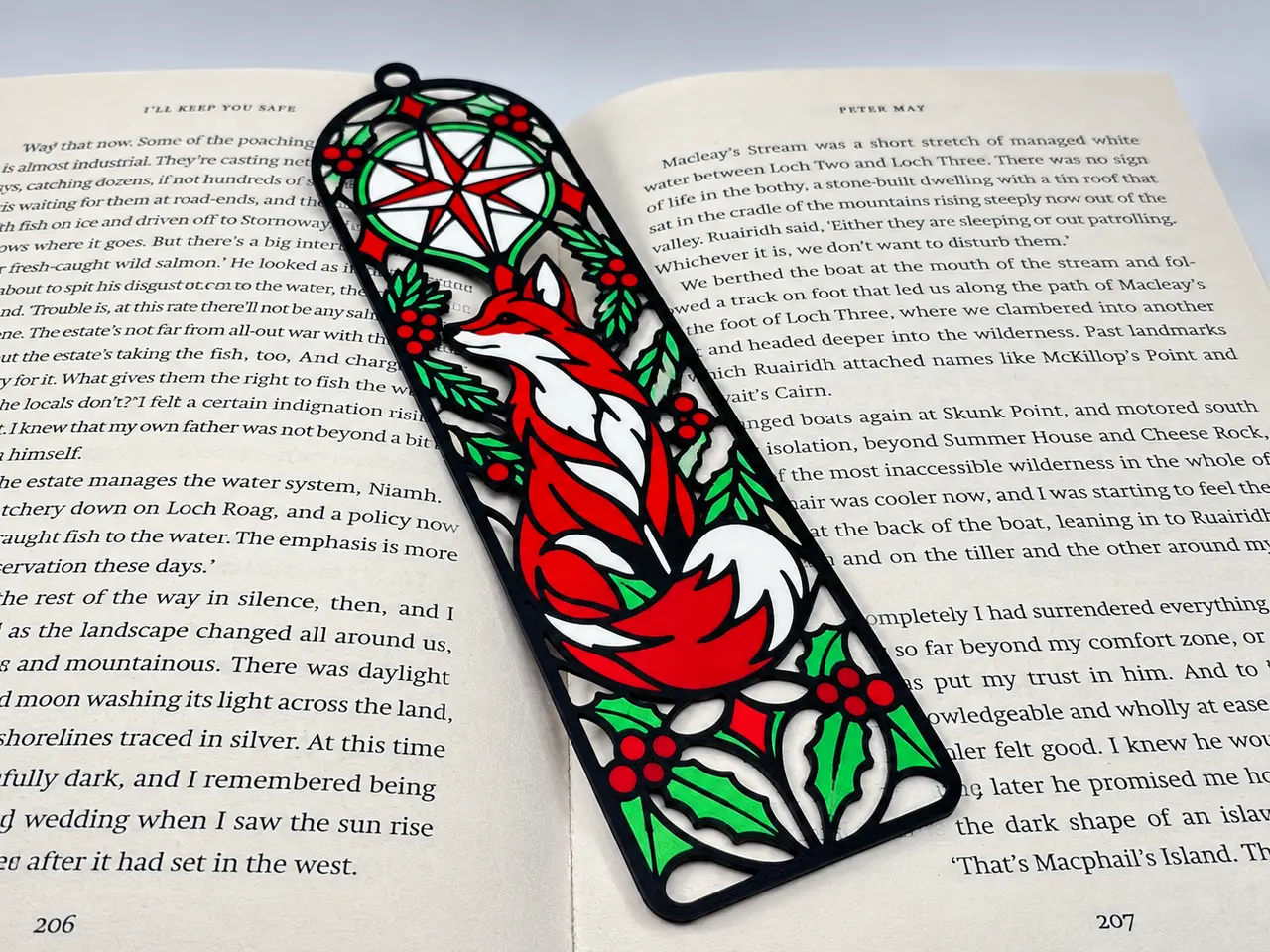 Christmas Fox Winter Star Stained Glass Bookmark — modelo 3D