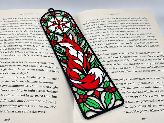 Christmas Fox Winter Star Stained Glass Bookmark — modelo 3D