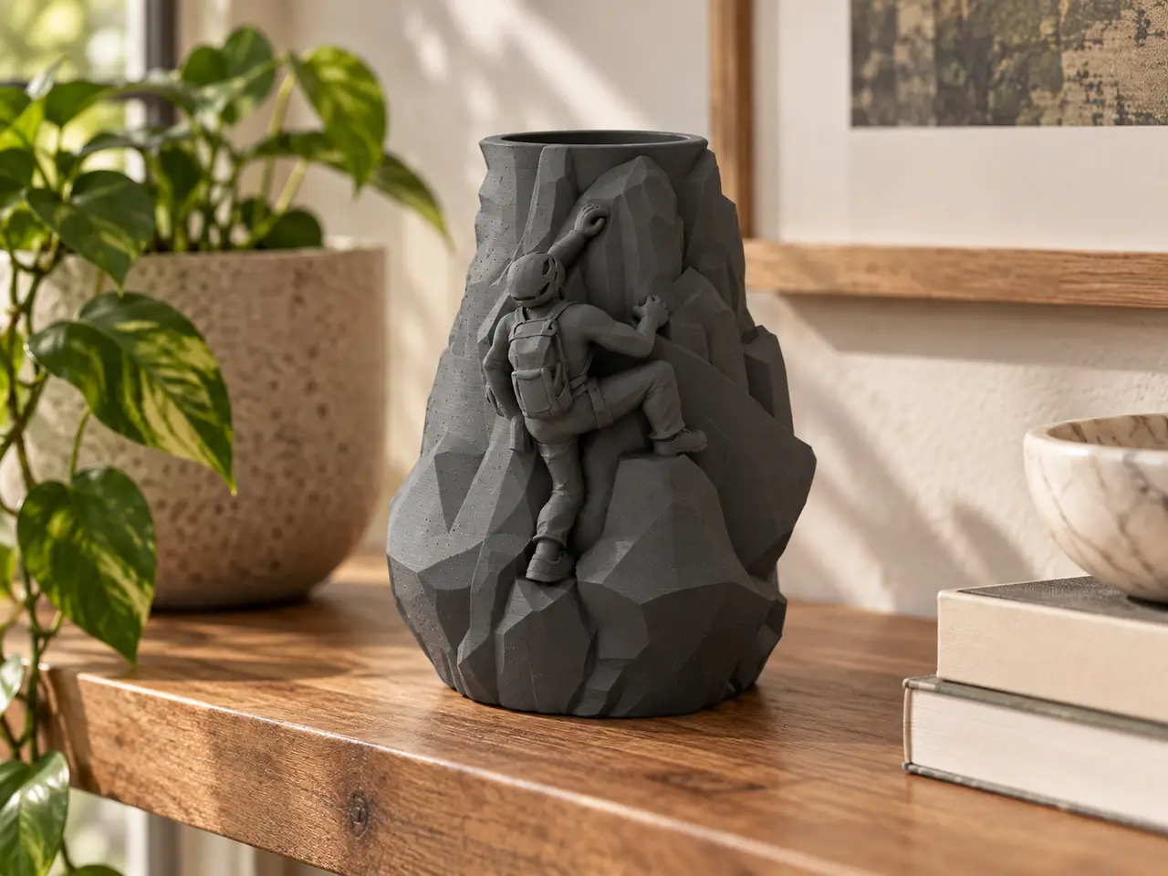Rock Climber Planter | Mountain Adventure Vase — modelo 3D