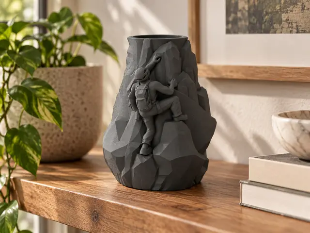 Rock Climber Planter | Mountain Adventure Vase — modelo 3D