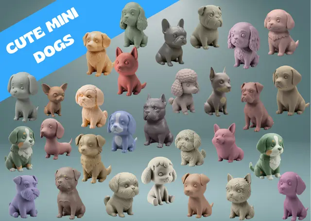 Cute Mini Dogs - Many Breeds — modelo 3D