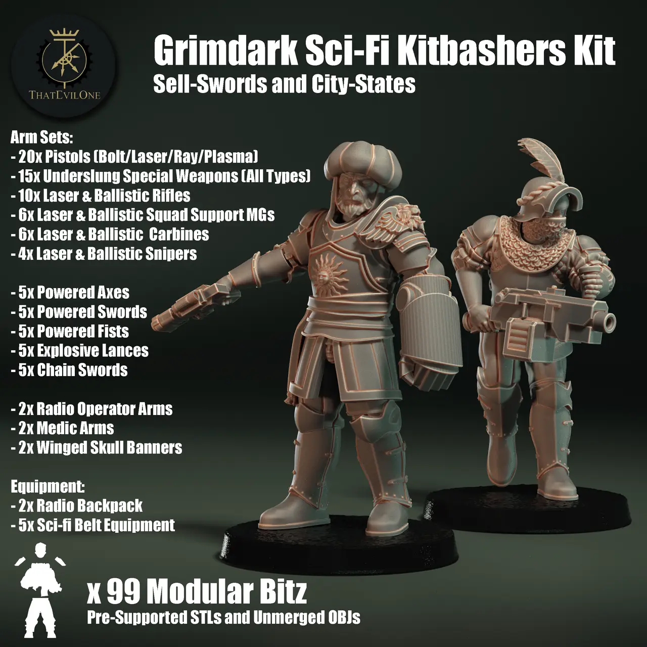 Grimdark Sci-Fi Kitbasher Kit - Sell-Swords & City-States — modelo 3D