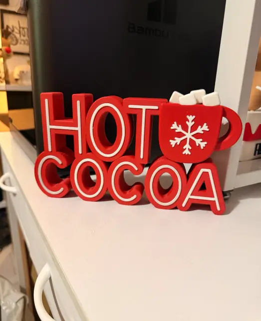 Christmas Hot Cocoa Sign | No AMS Needed | Festive Decor — modelo 3D