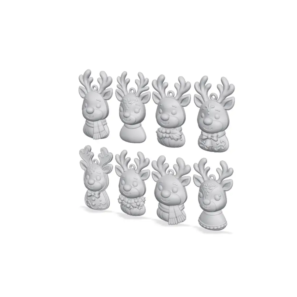 Festive Reindeer Christmas Ornament Set — modelo 3D