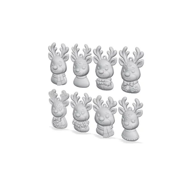 Festive Reindeer Christmas Ornament Set — modelo 3D