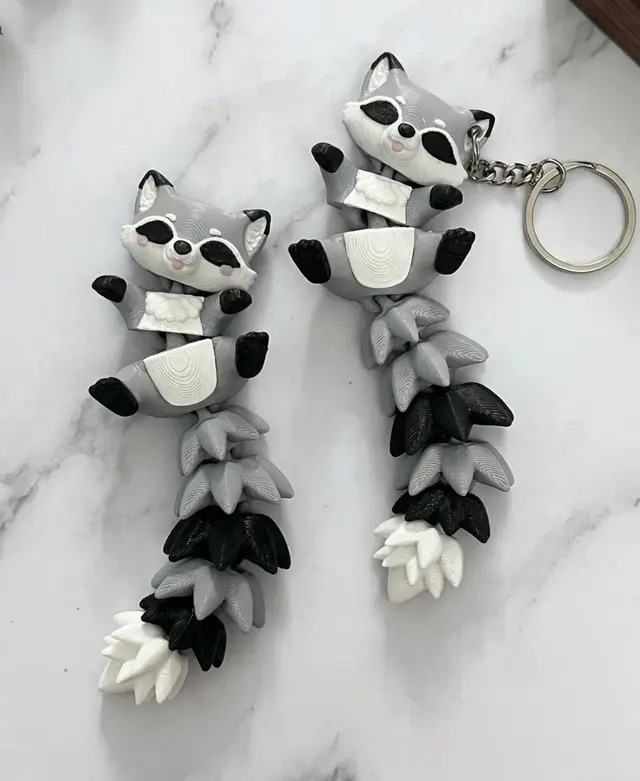 Cute Flexi Baby Raccoon Toy / Keychain- FREE — modelo 3D