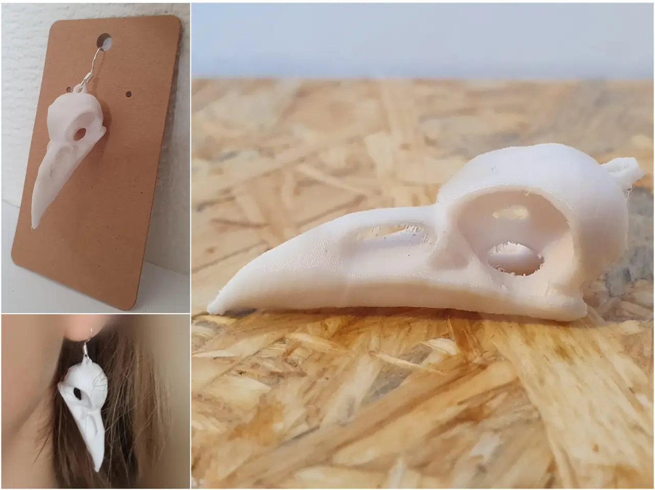 Crow Skull earrings & pendant — modelo 3D
