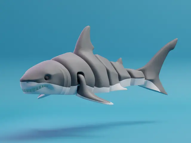 Articulated Great White shark (singlecolor & multicolor) — modelo 3D