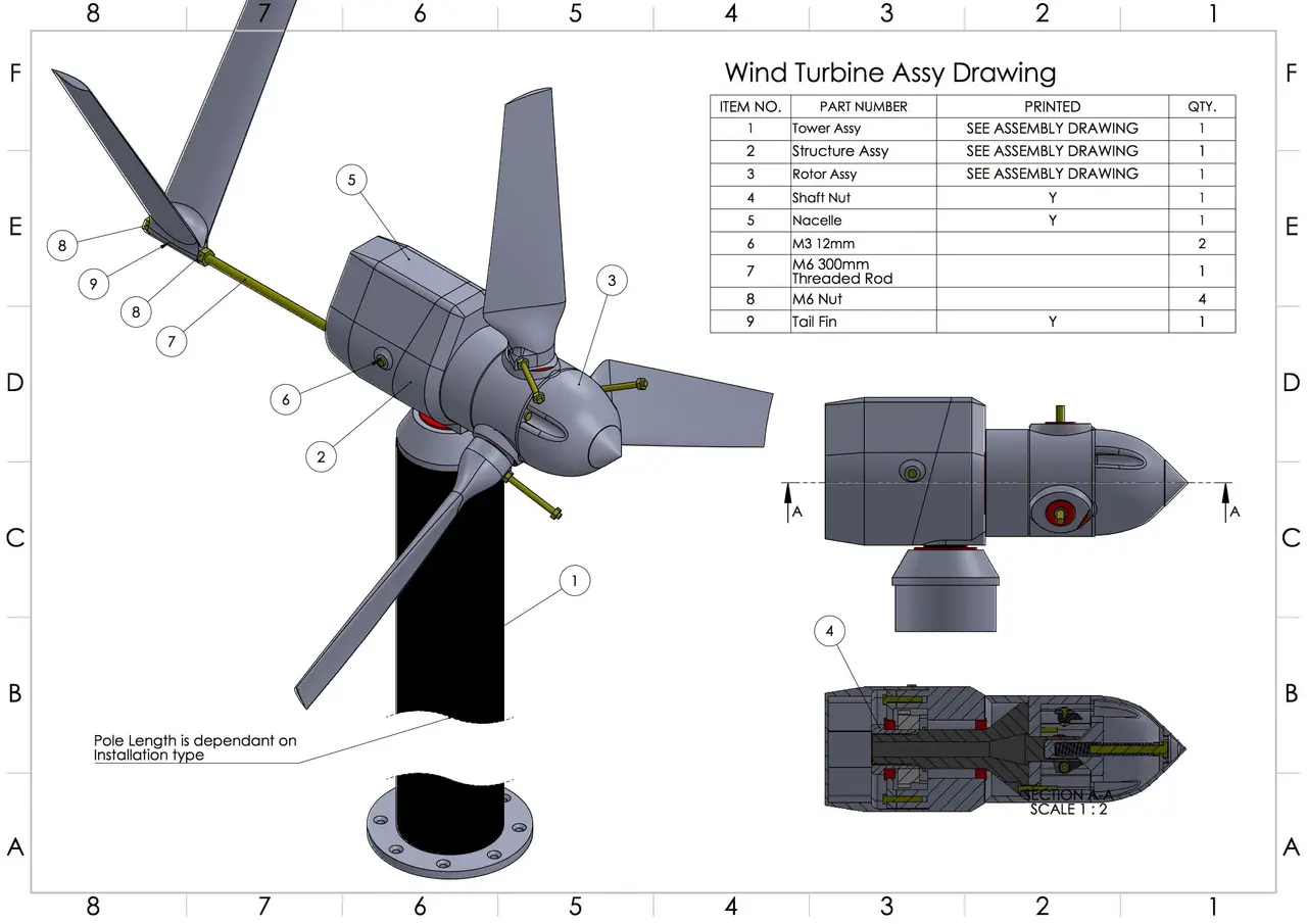 MKII 5 Watt 3d printable Wind Turbine — modelo 3D