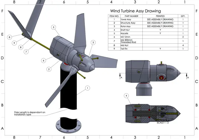 MKII 5 Watt 3d printable Wind Turbine — modelo 3D