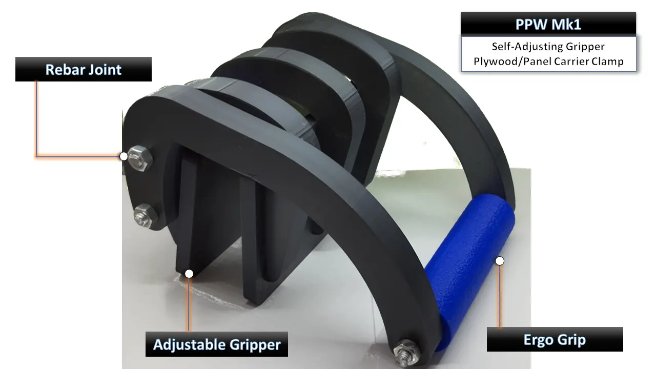 PPW Mk1 Self-Adjusting Gripper Plywood/Panel Carrier Clamp — modelo 3D