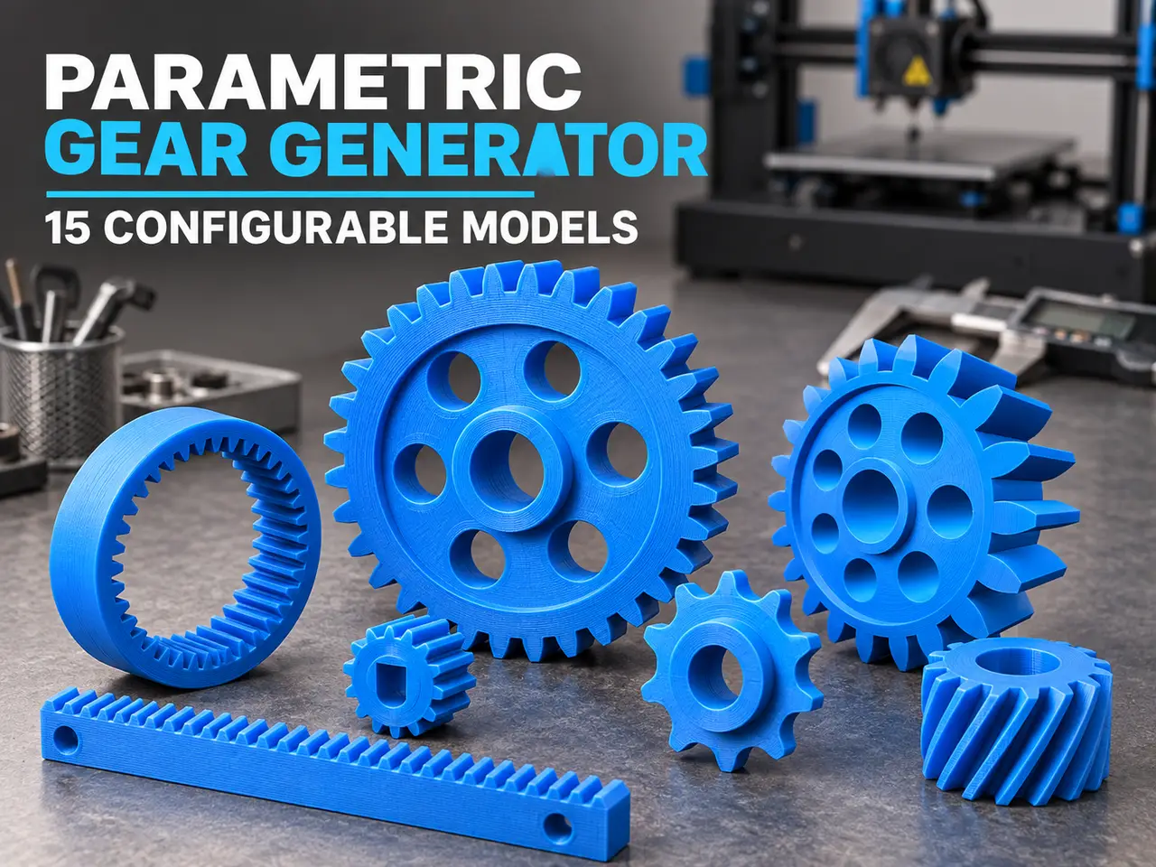 Custom Gear Generator Collection – Parametric 3D Printable Gears — modelo 3D