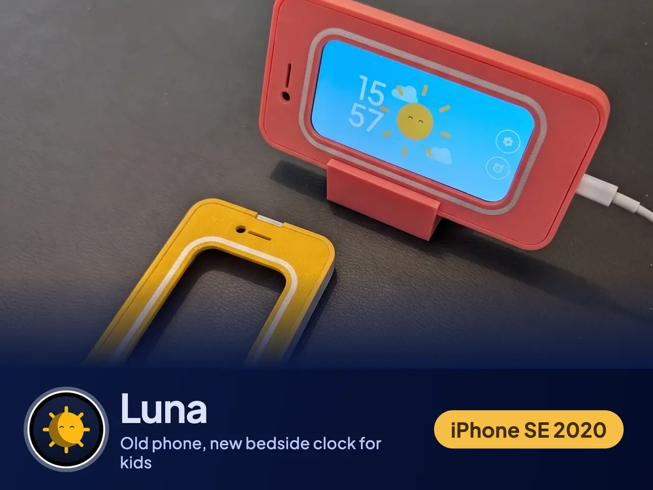 Luna Kids Sleep Clock Case for iPhone SE 2020 (bedside clock + nightlight) — modelo 3D