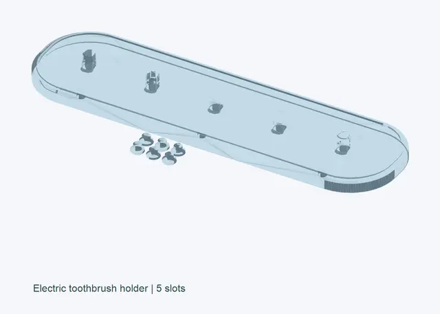 Elektrischer Zahnbürstenhalter 5 Slots STL | Minimal Bathroom Organizer — modelo 3D