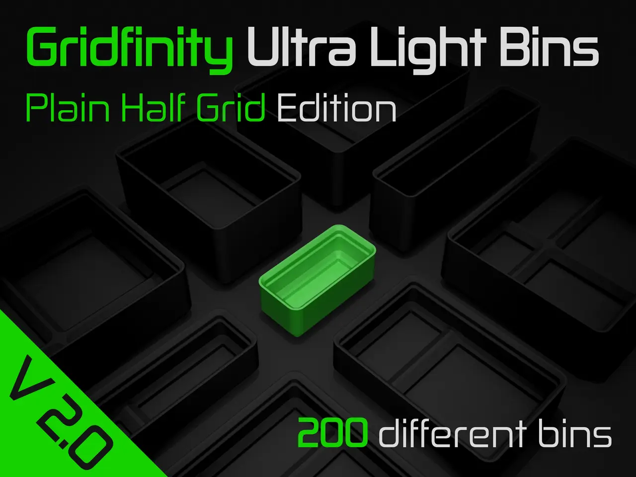 Gridfinity Ultra Light Bins - Plain Half Grid Edition — modelo 3D