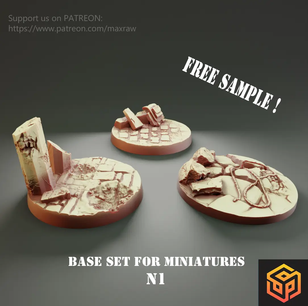 BASE SET FOR MINIATURE N1 - 1 PIECE Free sample — modelo 3D