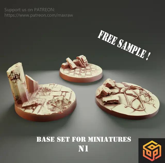 BASE SET FOR MINIATURE N1 - 1 PIECE Free sample — modelo 3D