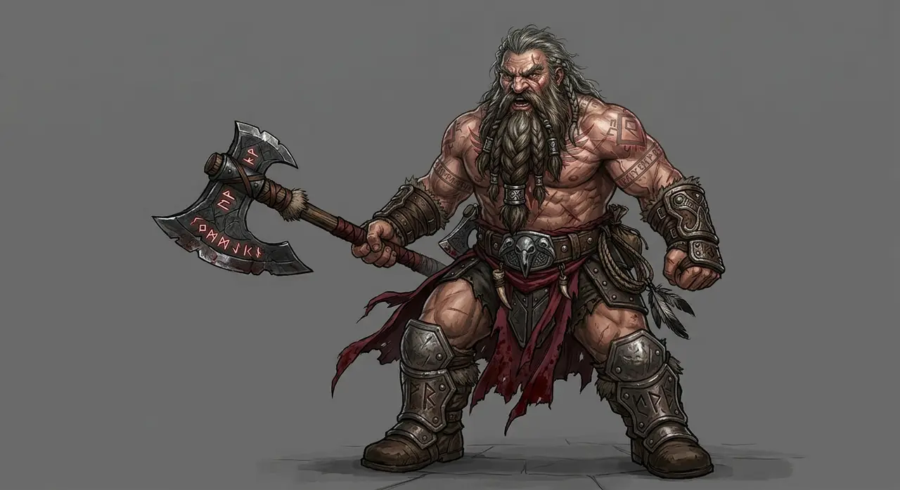 Dwarf barbarian — modelo 3D