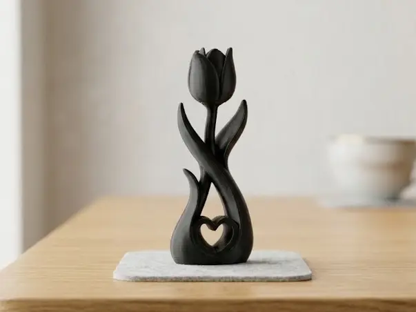 Tulipano Elegante con Cuore Integrato — modelo 3D