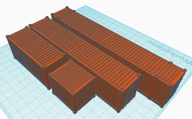 HO Scale Shipping Containers 10ft 20ft 40ft 48ft — modelo 3D