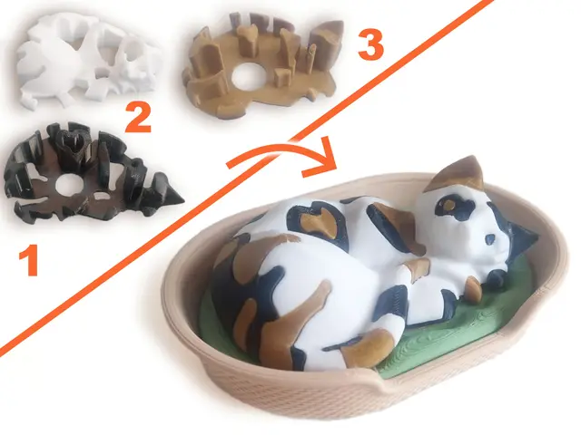 Single Extruder - TRIPLE Color - Sleepy Cat — modelo 3D