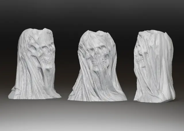 Ghost Bride Skull Planter Vase — modelo 3D