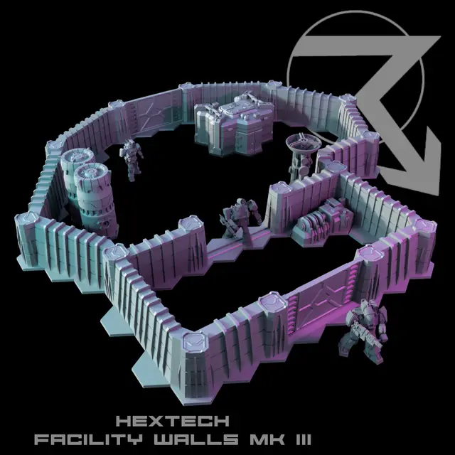 HEXTECH - Facility Walls Mk III (Battletech Compatible Terrain) — modelo 3D