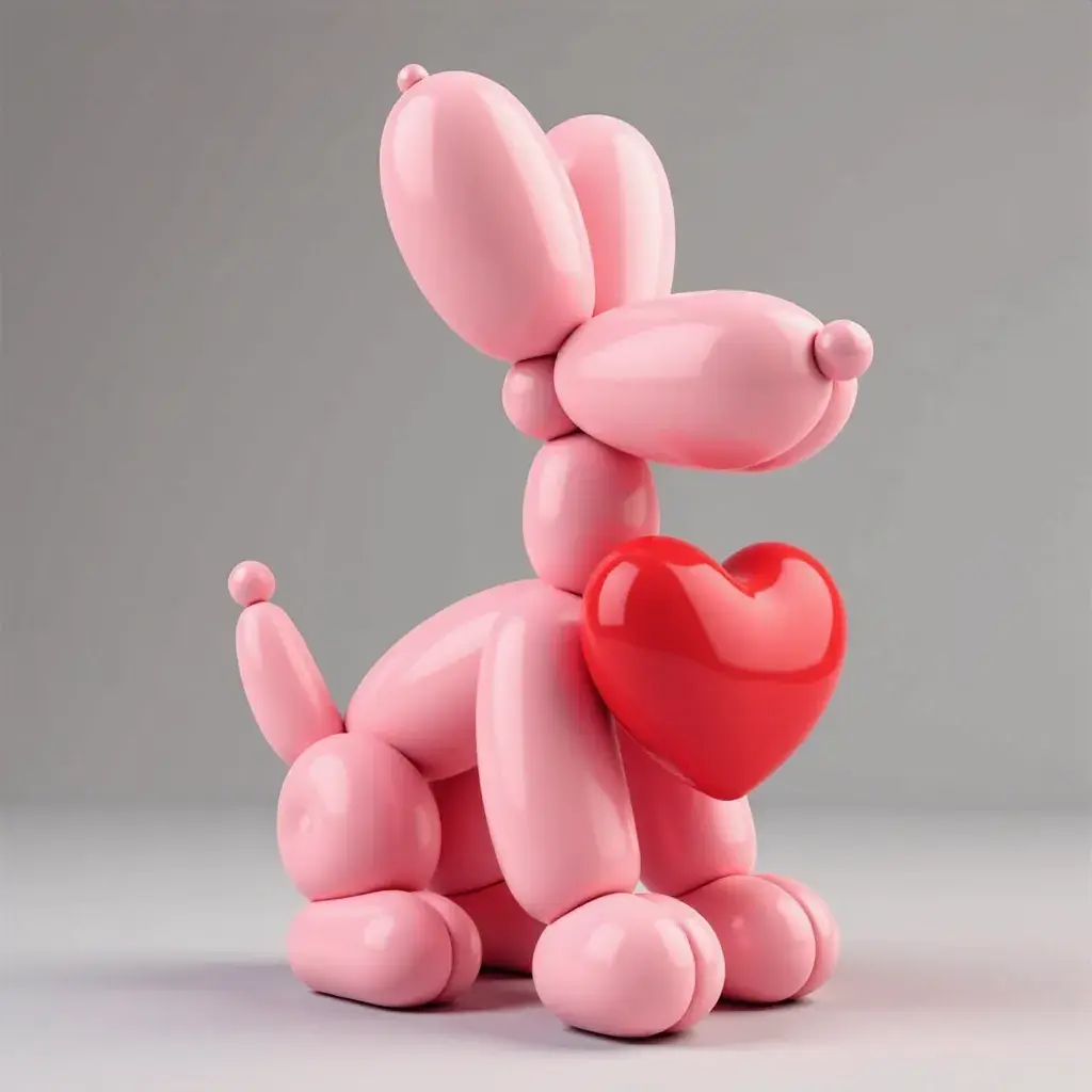 Balloon Dog Holding a Heart – Valentine’s Edition — modelo 3D