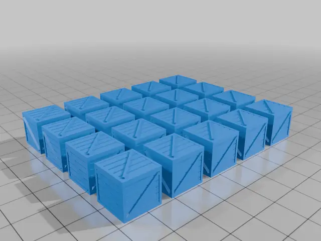 20 separate wooden shipping crates in HO scale (1:87) — modelo 3D