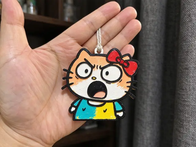 惊恐的Hello Kitty-挂件-钥匙扣 — modelo 3D