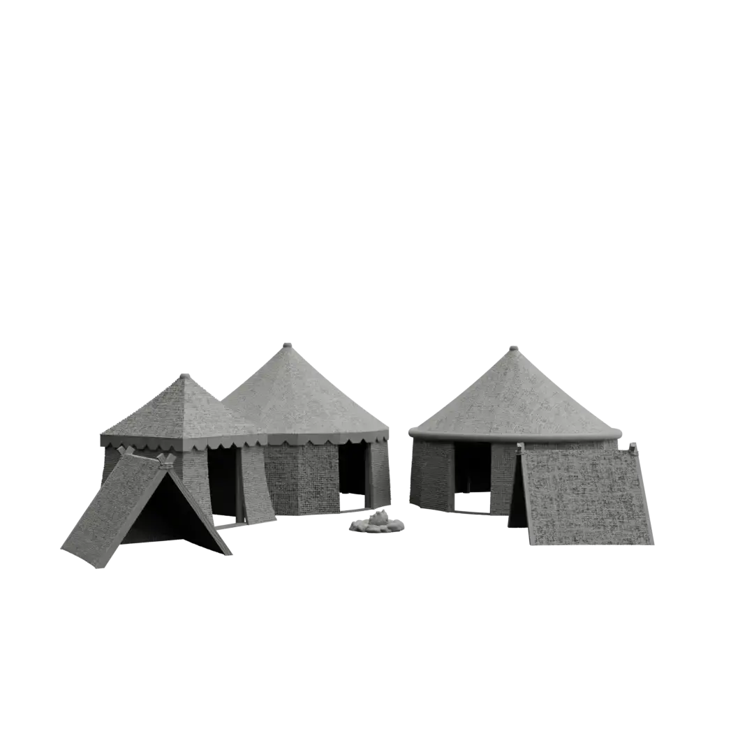 Campsite – Free Adventuring Tents Camp Terrain for D&D, Pathfinder & Tabletop RPG – 28mm/32mm STL — modelo 3D